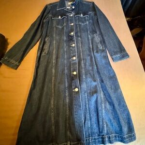 Long Denim Button-Up Duster